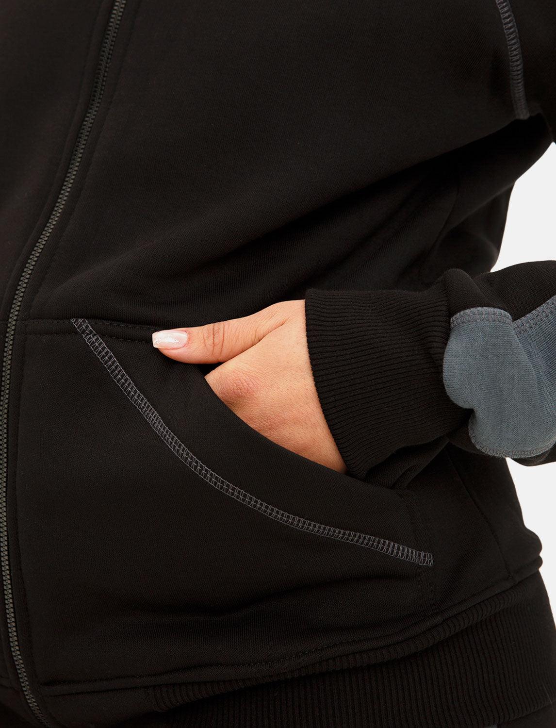 Damen Hoodie mit Reißverschluss Outdoor Kapuzenpullover Winter Fleece