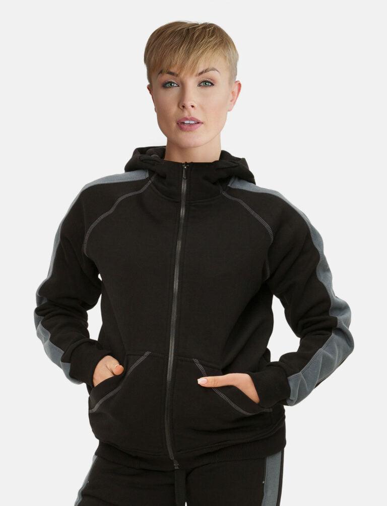 Damen Hoodie mit Reißverschluss Outdoor Kapuzenpullover Winter Fleece