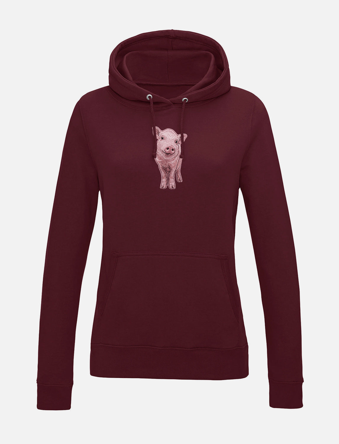 Damen-Hoodie mit Schweinchen-Stickerei