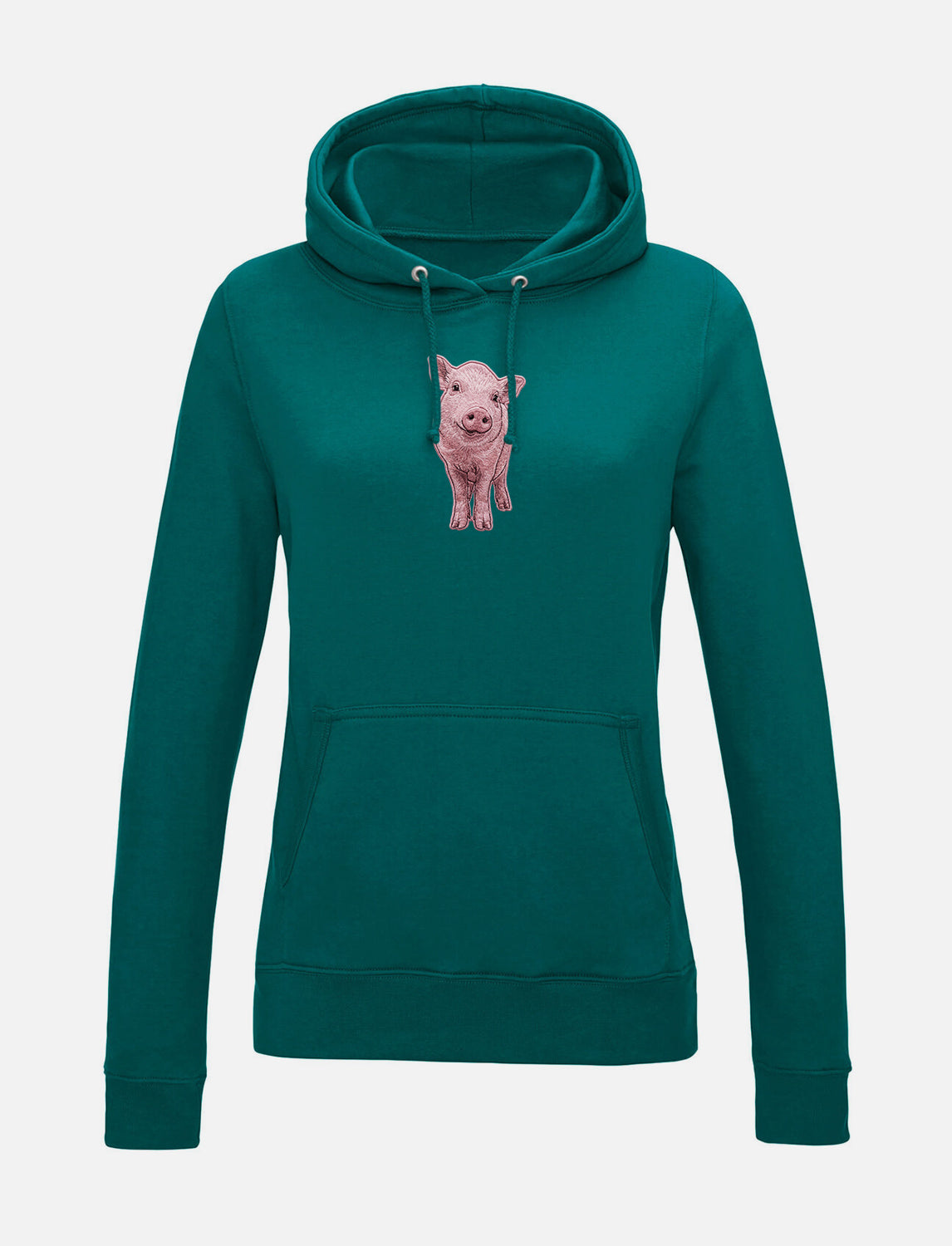 Damen-Hoodie mit Schweinchen-Stickerei
