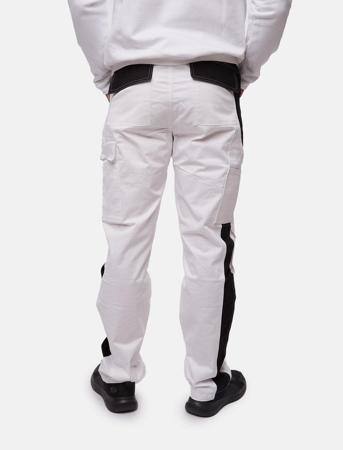 Herren Arbeitshose Weiß Baumwolle 100% mit Kniepolstertaschen Malerhose