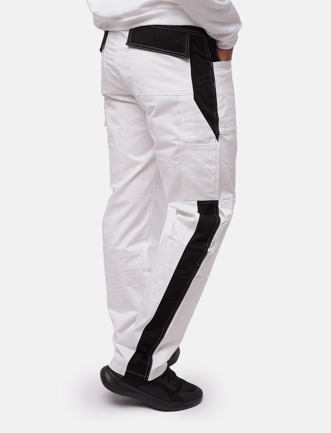 Herren Arbeitshose Weiß Baumwolle 100% mit Kniepolstertaschen Malerhose