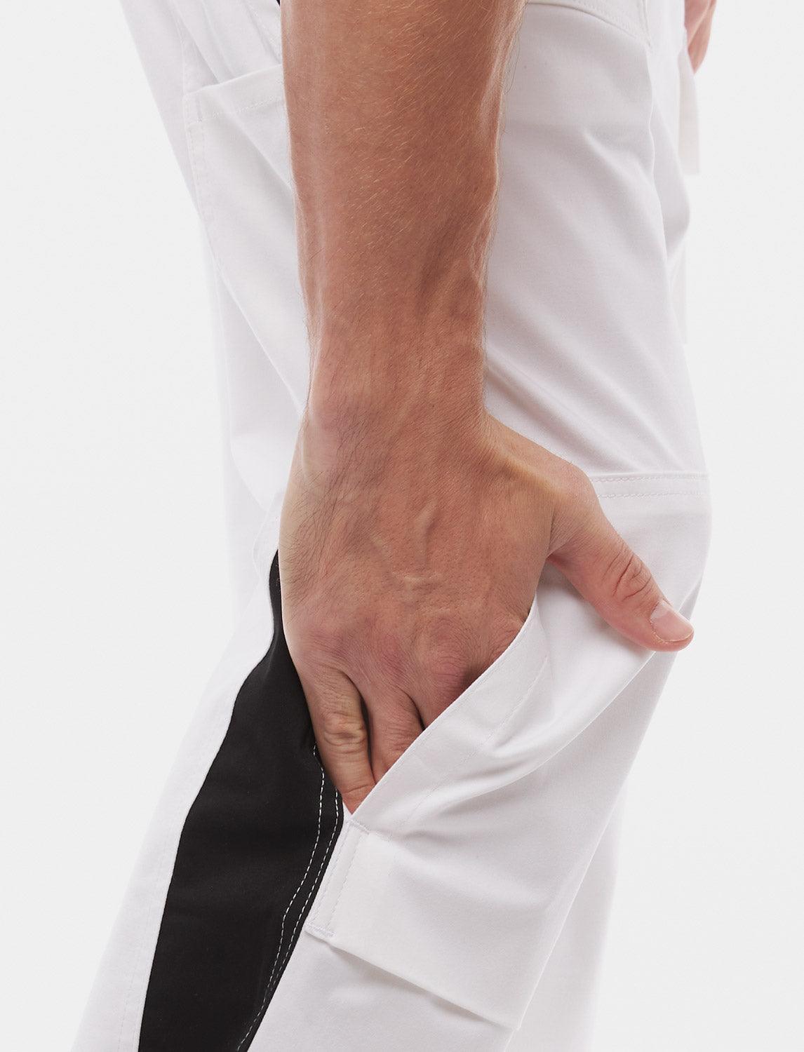 Herren Arbeitshose Weiß Baumwolle 100% mit Kniepolstertaschen Malerhose