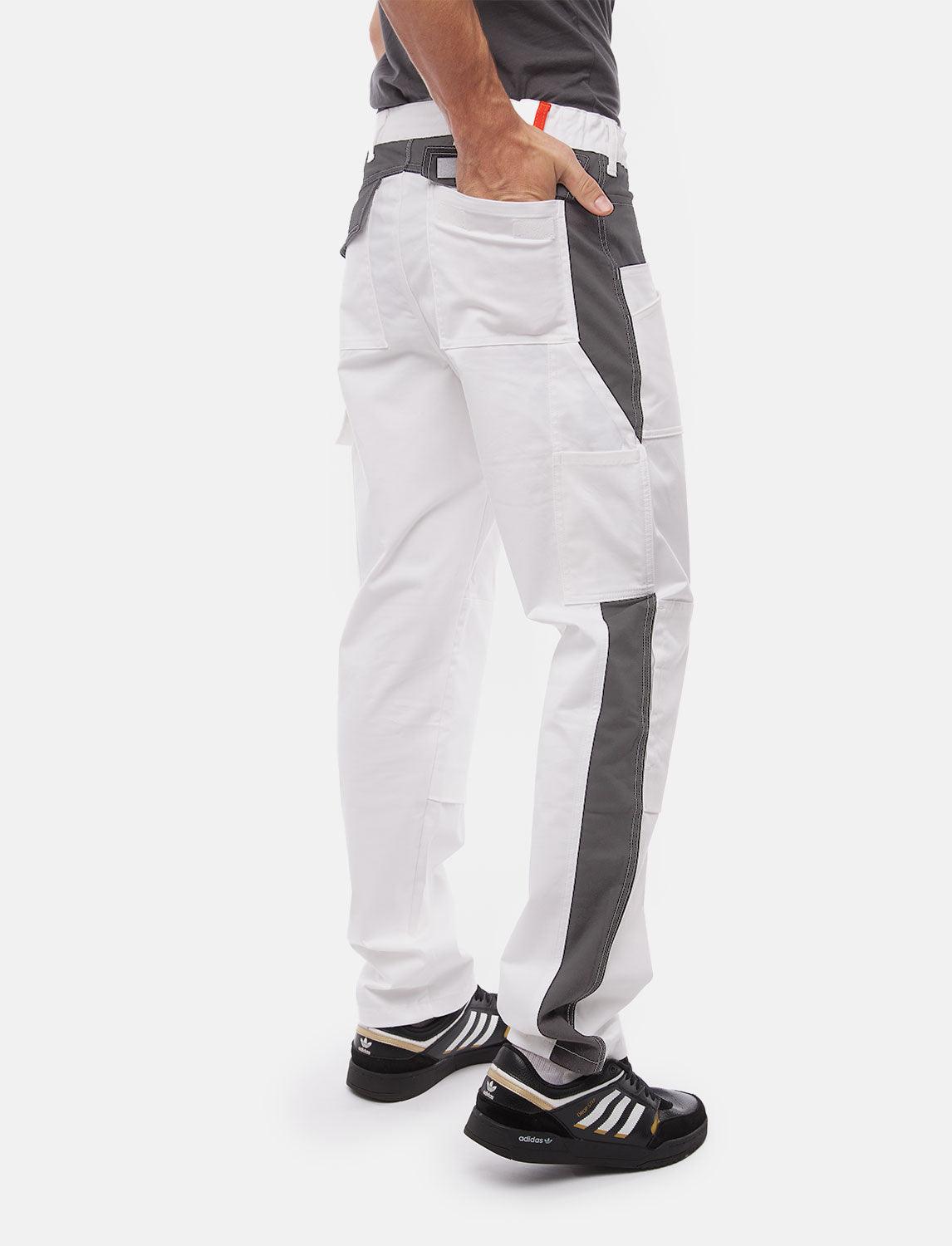 Herren Arbeitshose Weiß Baumwolle 100% mit Kniepolstertaschen Malerhose