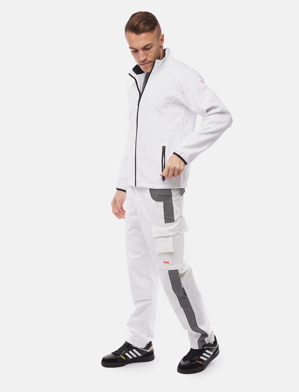 Herren Arbeitshose Weiß Baumwolle 100% mit Kniepolstertaschen Malerhose