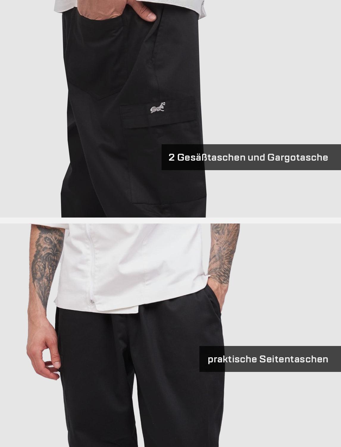Herren Kochhose mit Gummizug Cargo Regular Fit Weiß / Schwarz