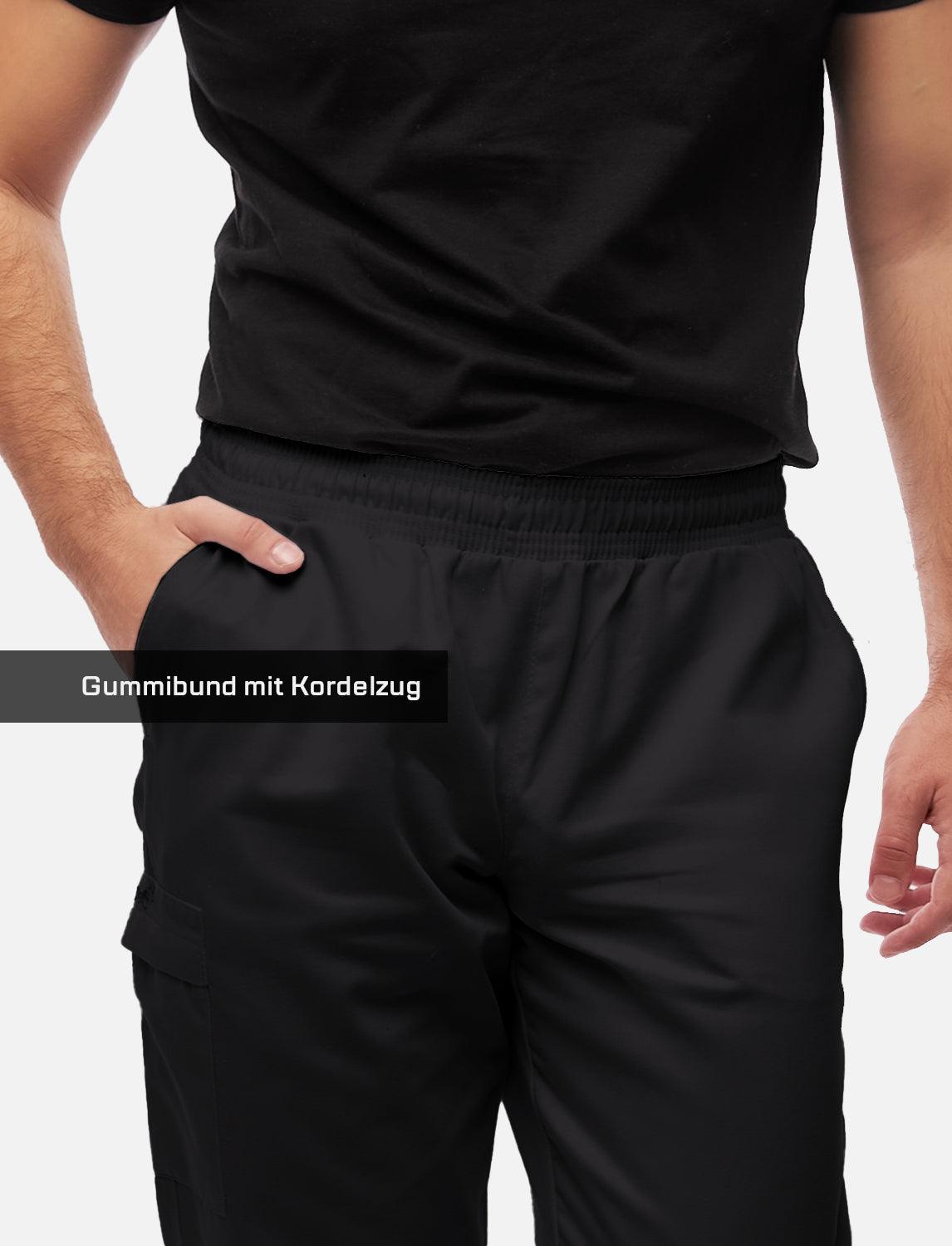 Herren Kochhose mit Gummizug Cargo Regular Fit Weiß / Schwarz