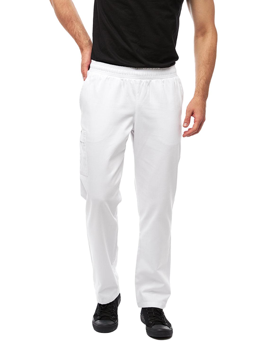 Herren Kochhose mit Gummizug Cargo Regular Fit Weiß / Schwarz