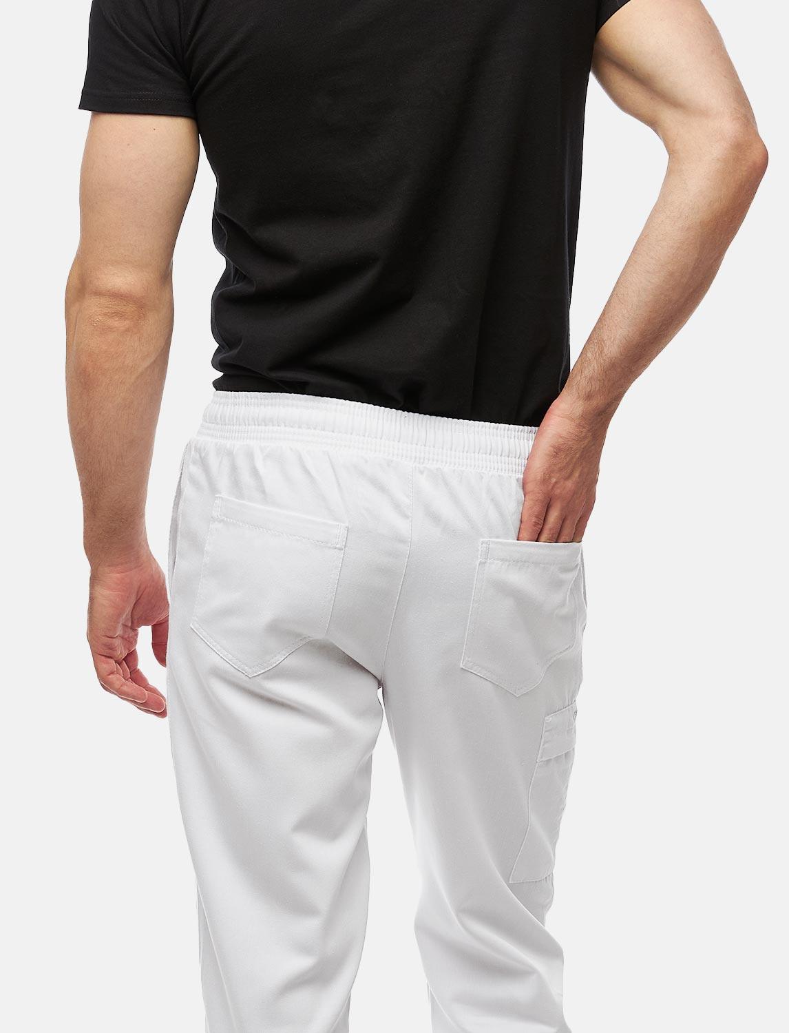 Herren Kochhose mit Gummizug Cargo Regular Fit Weiß / Schwarz