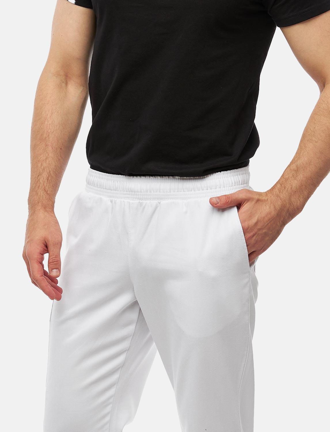 Herren Kochhose mit Gummizug Cargo Regular Fit Weiß / Schwarz