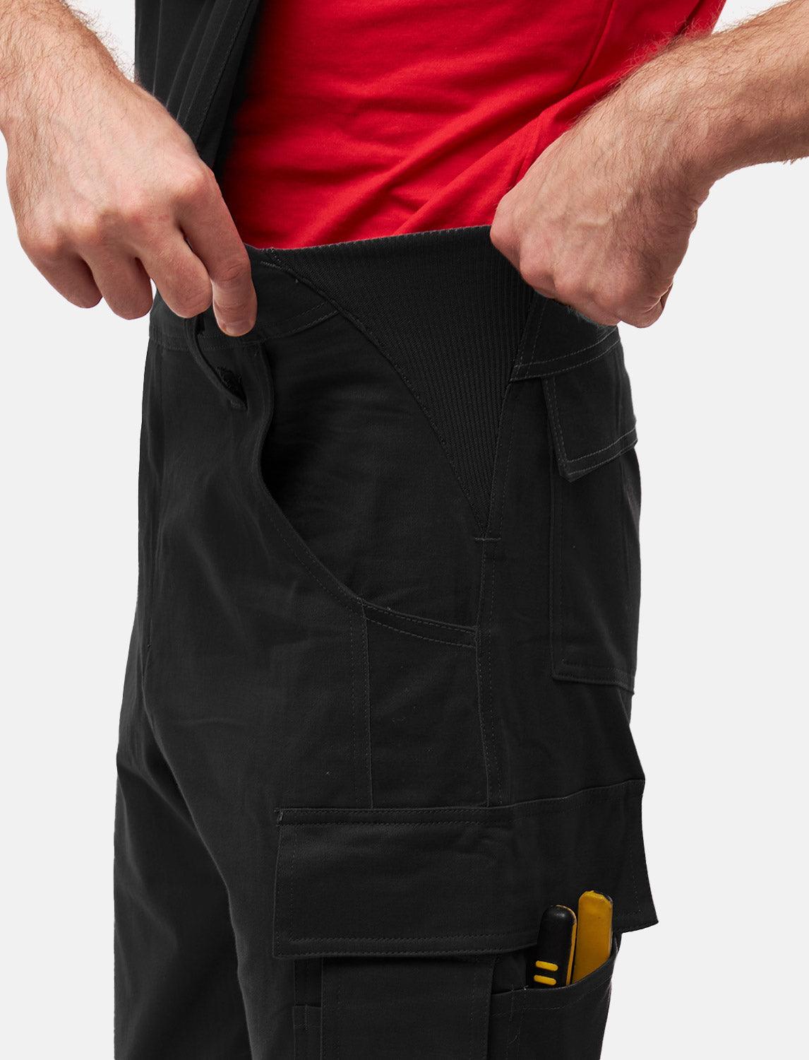 power Stretch Herren Arbeitslatzhose Stretch-Latzhose Arbeitshose mit Kniepolstertaschen