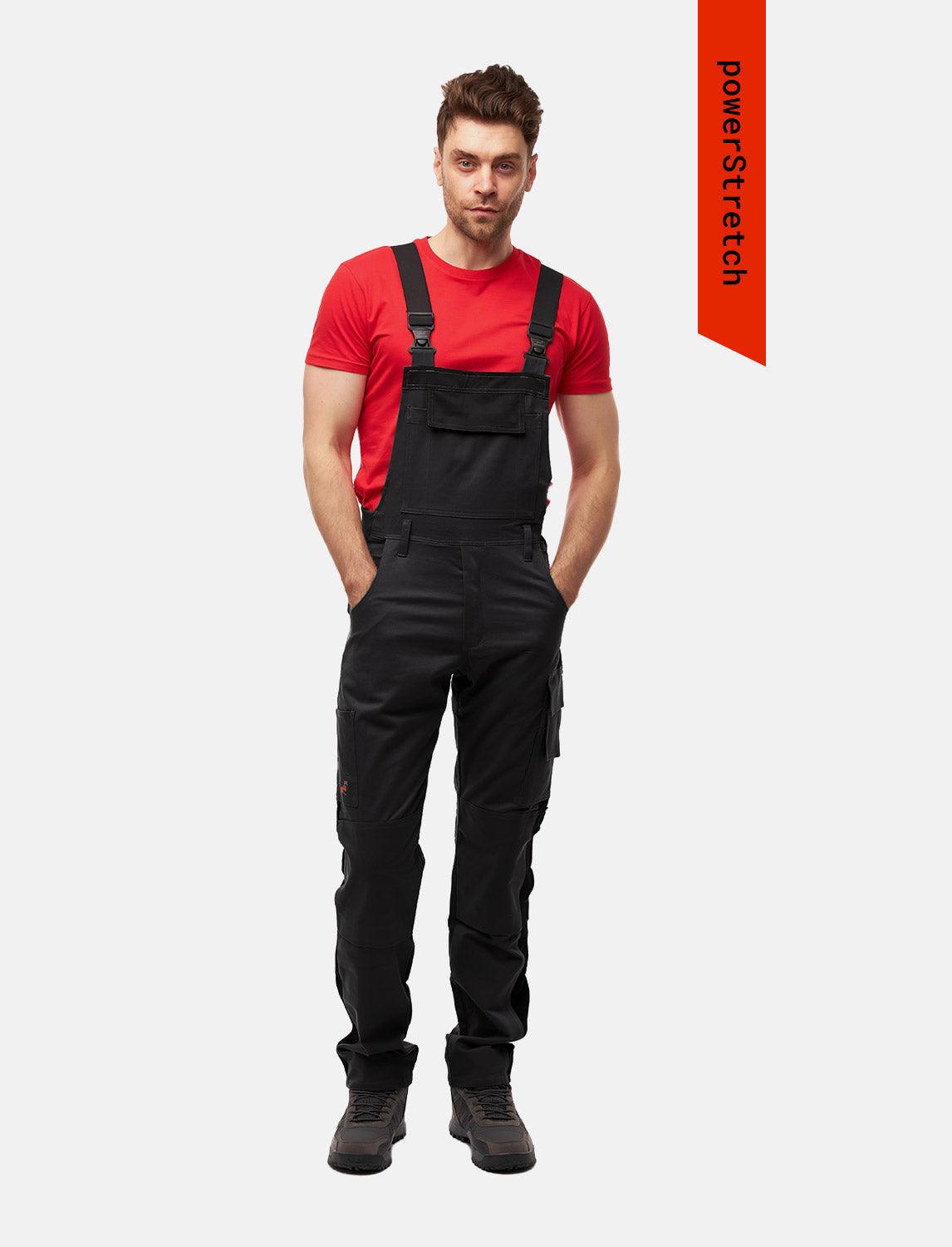 power Stretch Herren Arbeitslatzhose Stretch-Latzhose Arbeitshose mit Kniepolstertaschen