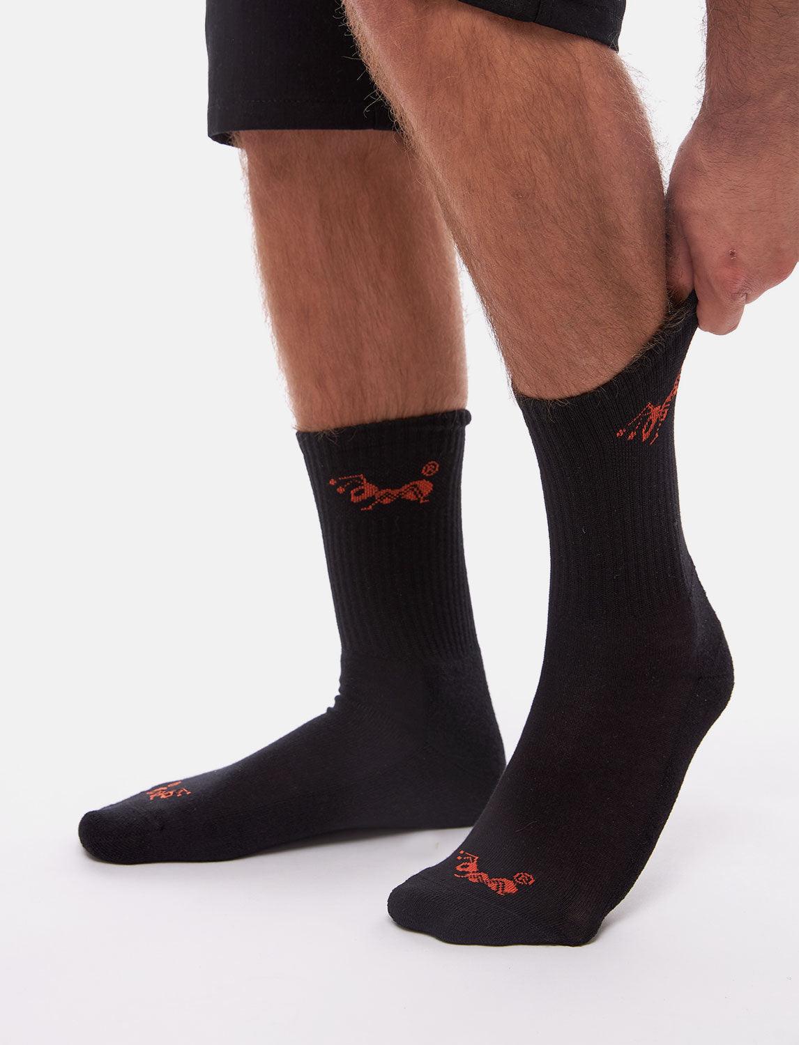 Lange Socken mit Frotteesohle Schwarz Tennissocken Unisex (3 Paar)