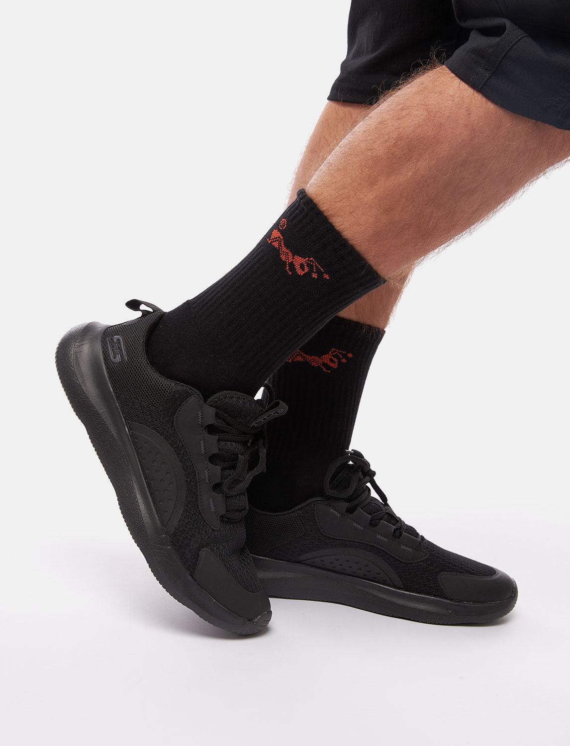 Lange Socken mit Frotteesohle Schwarz Tennissocken Unisex (3 Paar)