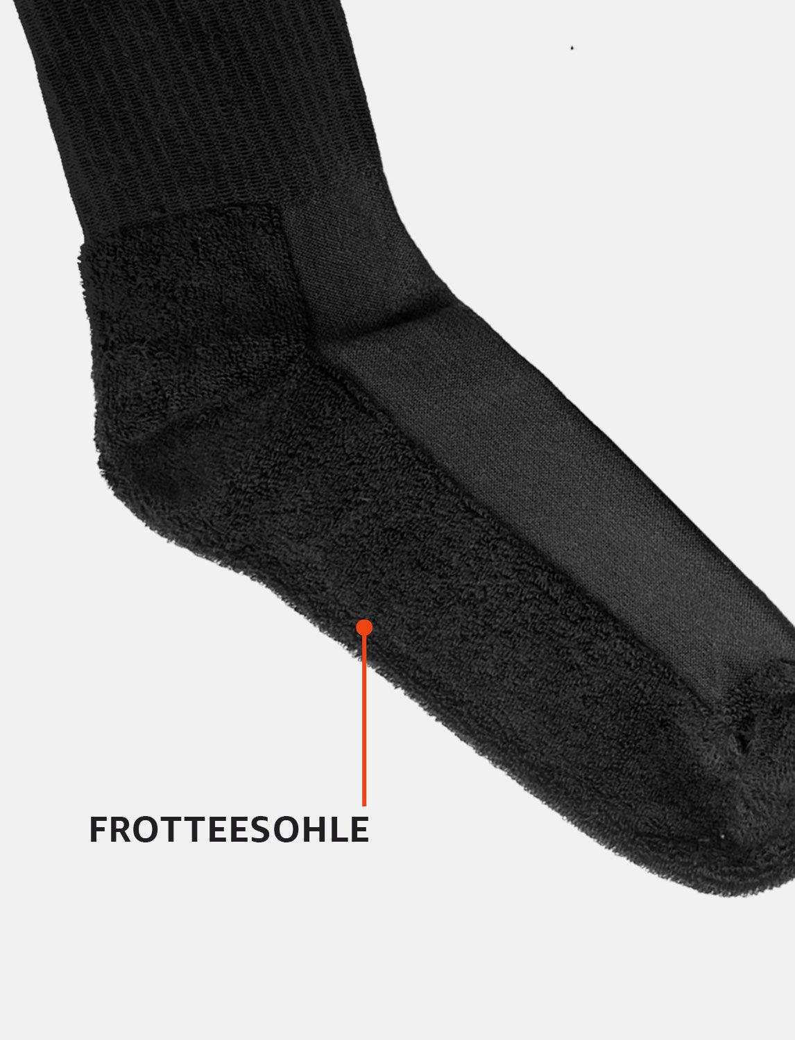 Lange Socken mit Frotteesohle Schwarz Tennissocken Unisex (3 Paar)