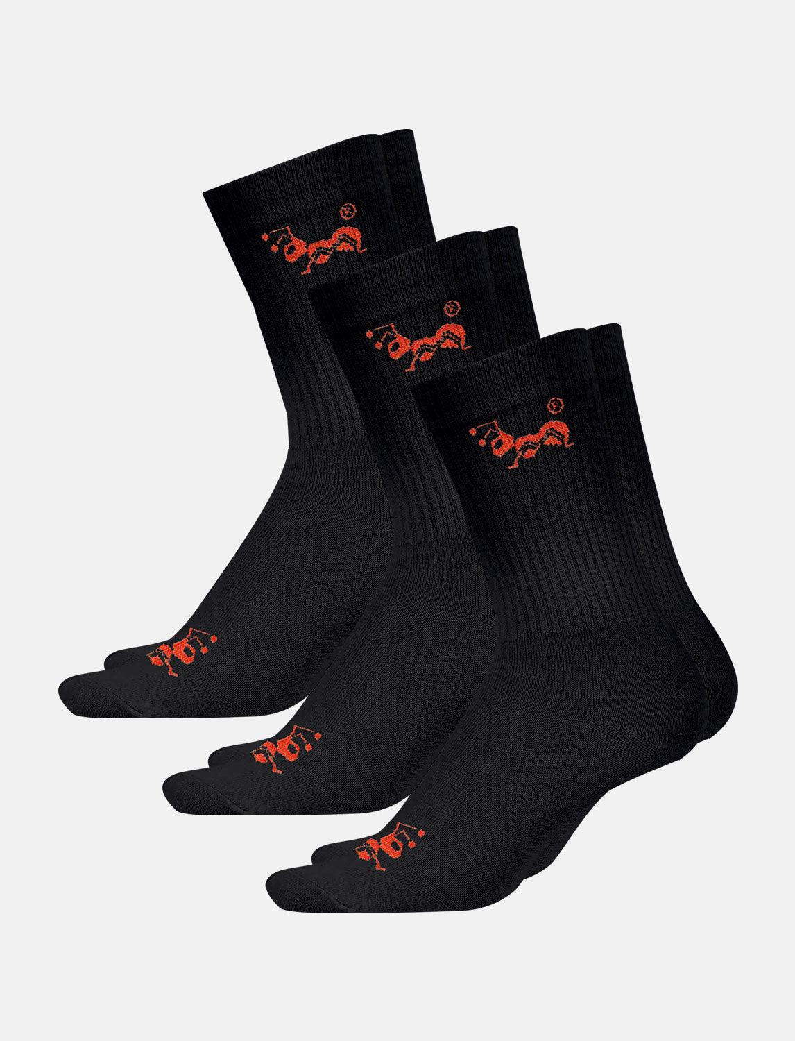 Lange Socken mit Frotteesohle Schwarz Tennissocken Unisex (3 Paar)