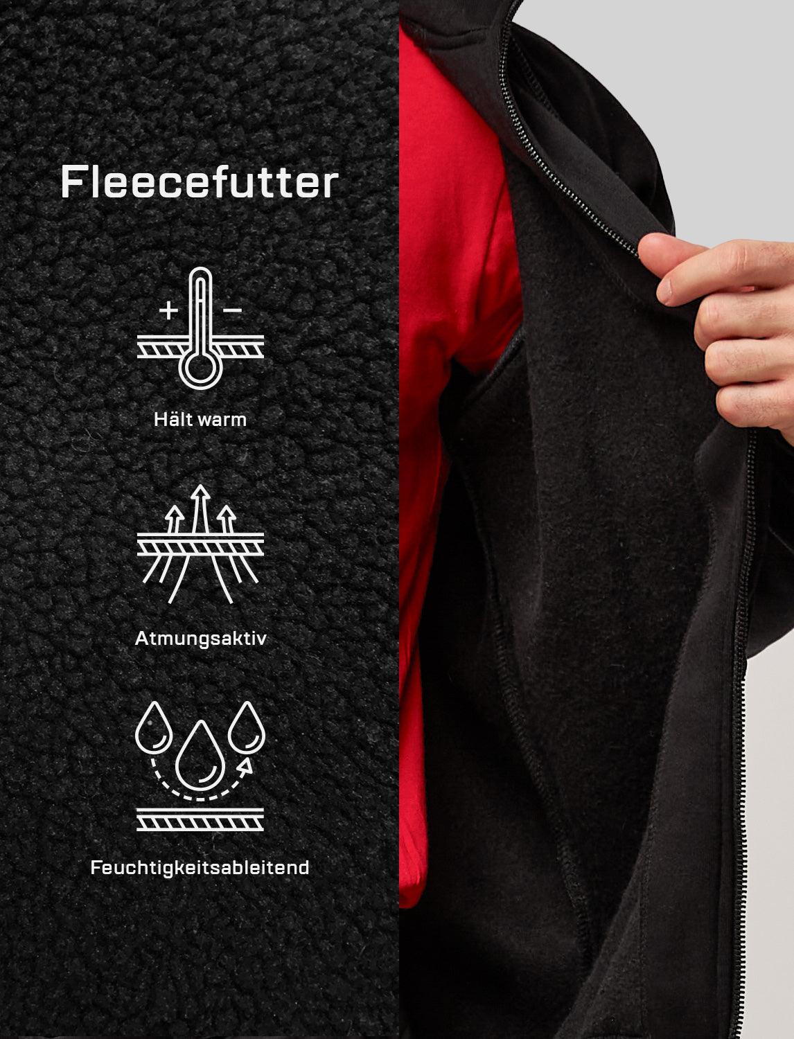 Herren Hoodie mit Reißverschluss Outdoor Kapuzenpullover Winter Fleece