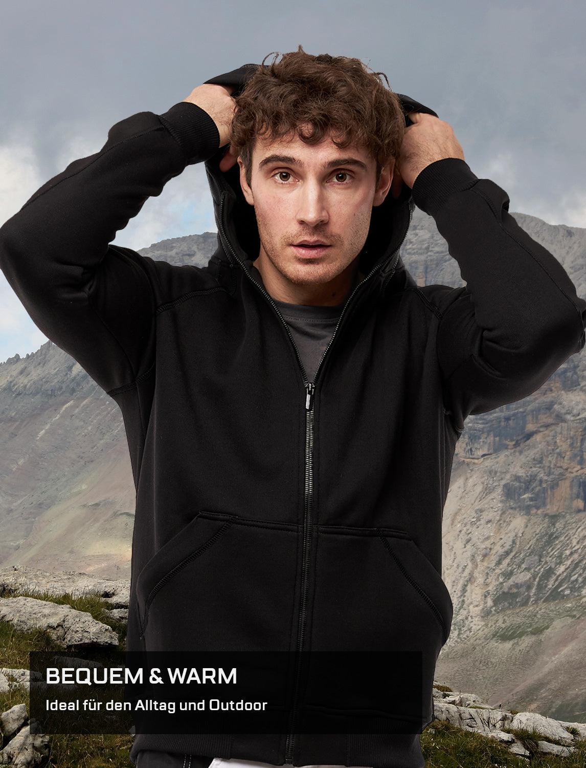 Herren Hoodie mit Reißverschluss Outdoor Kapuzenpullover Winter Fleece