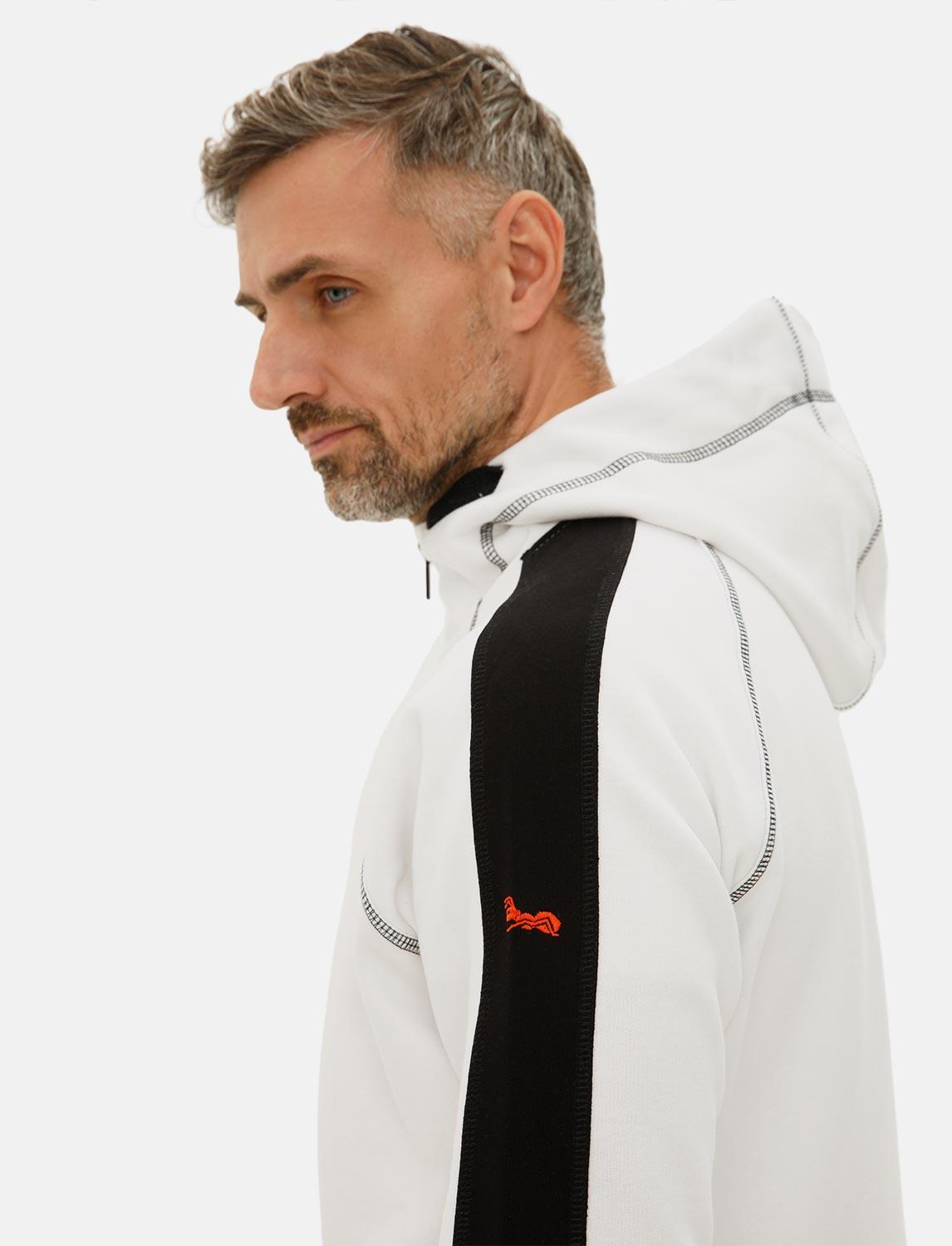 Herren Hoodie mit Reißverschluss Weiß Kapuzenpullover Winter Fleece