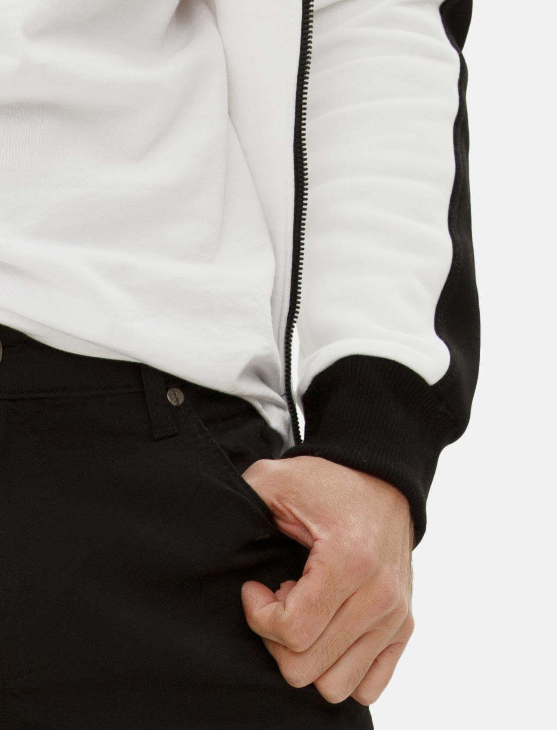 Herren Hoodie mit Reißverschluss Weiß Kapuzenpullover Winter Fleece