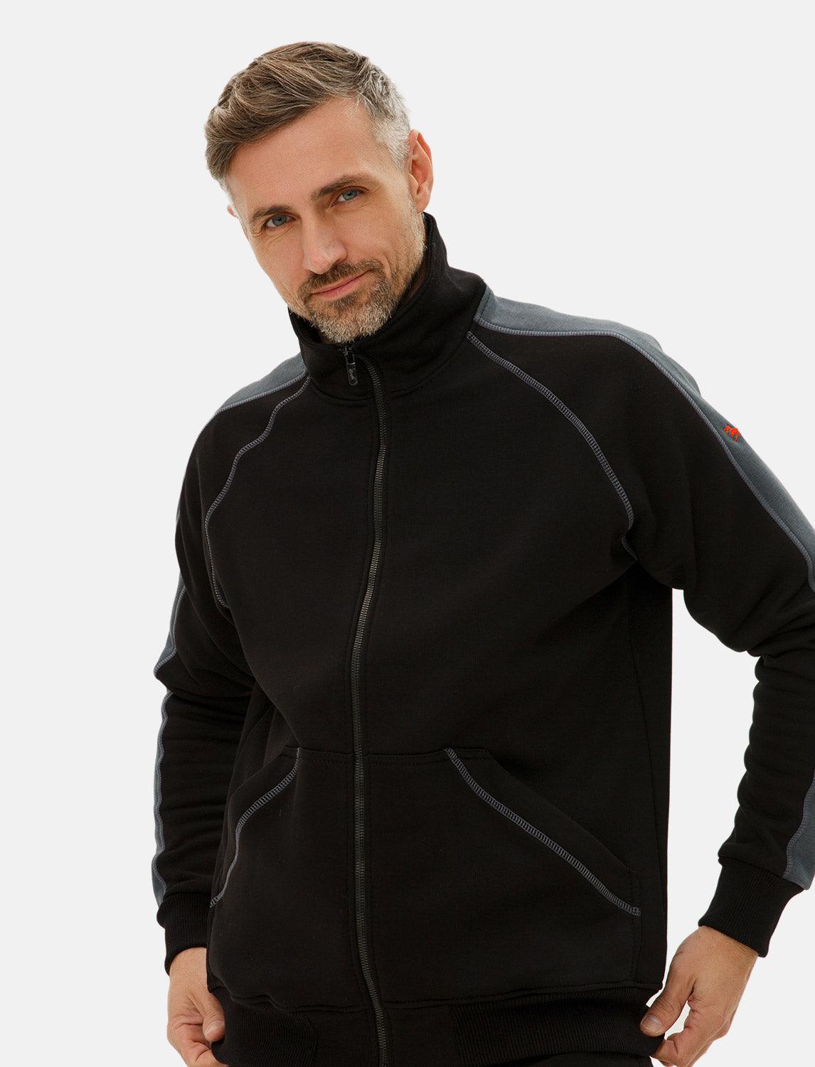 Herren Pullover mit Reißverschluss Stehkragen Sweatshirt Zip ohne Kapuze