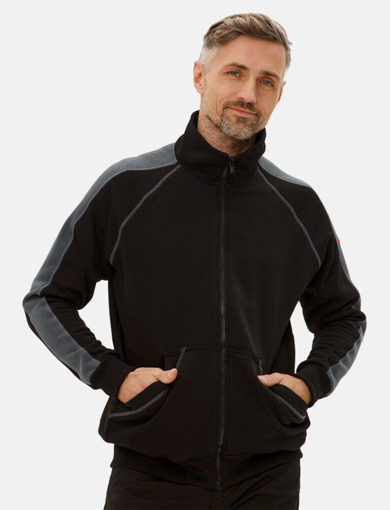 Herren Pullover mit Reißverschluss Stehkragen Sweatshirt Zip ohne Kapuze