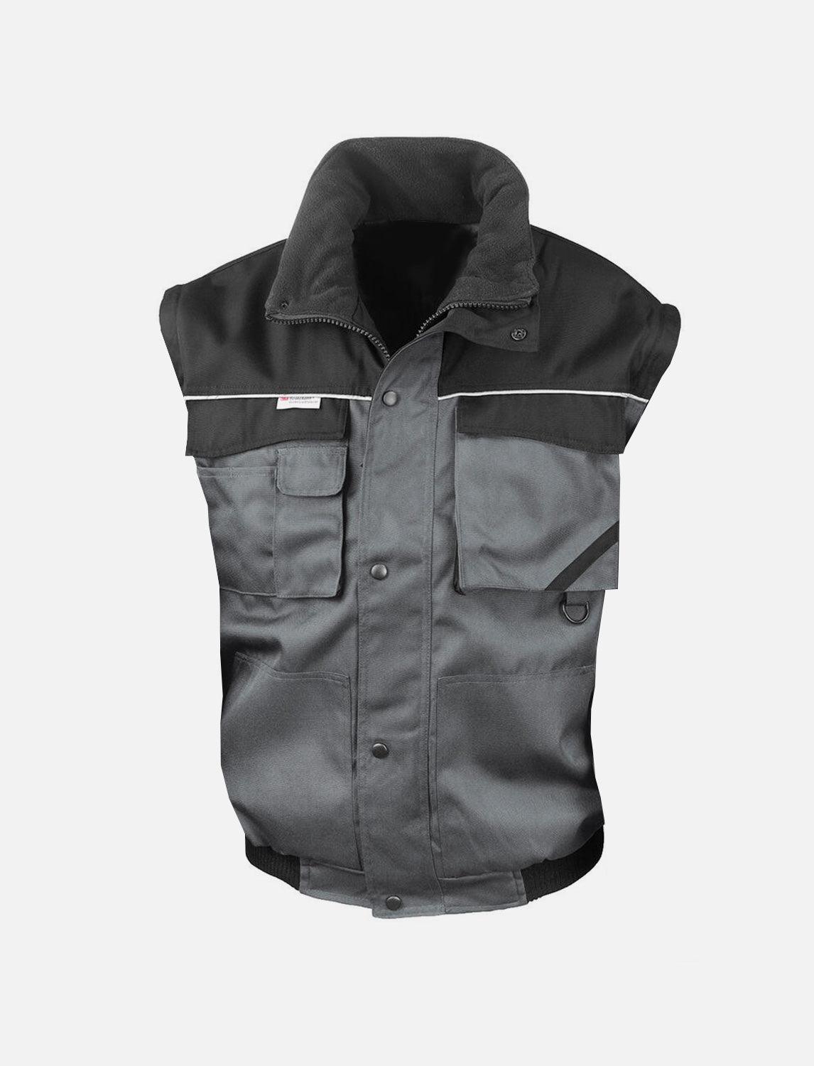 Herren Jacke winddicht mit abnehmbaren Ärmeln Grau/Schwarz