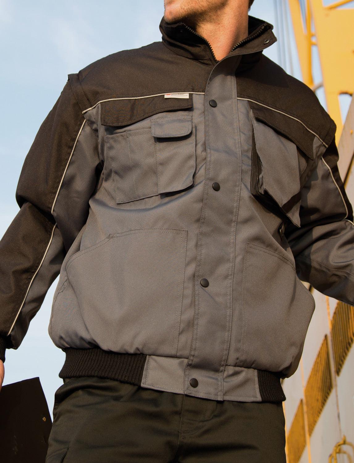 Herren Jacke winddicht mit abnehmbaren Ärmeln Grau/Schwarz