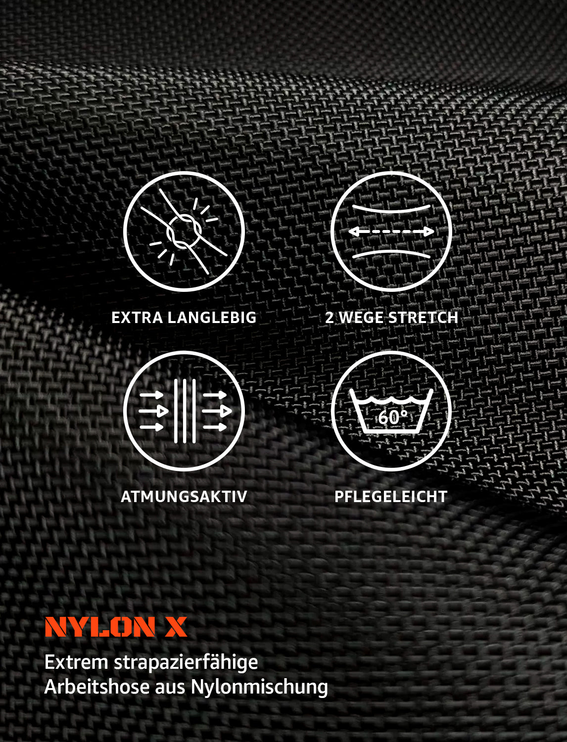 Malerhose Herren Weiß mit Kniepolstertaschen, Stretch Arbeitshose Nylon X