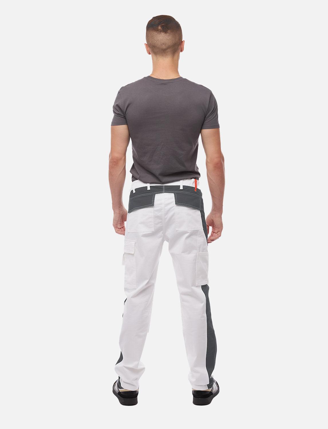power Stretch Herren Malerhose mit Kniepolstertaschen Stuckateur Arbeitshose Weiß