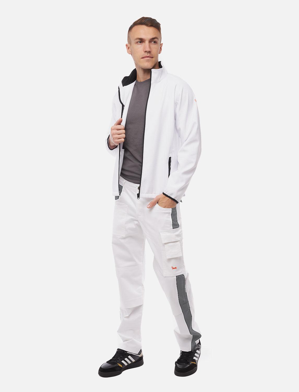 power Stretch Herren Malerhose mit Kniepolstertaschen Stuckateur Arbeitshose Weiß