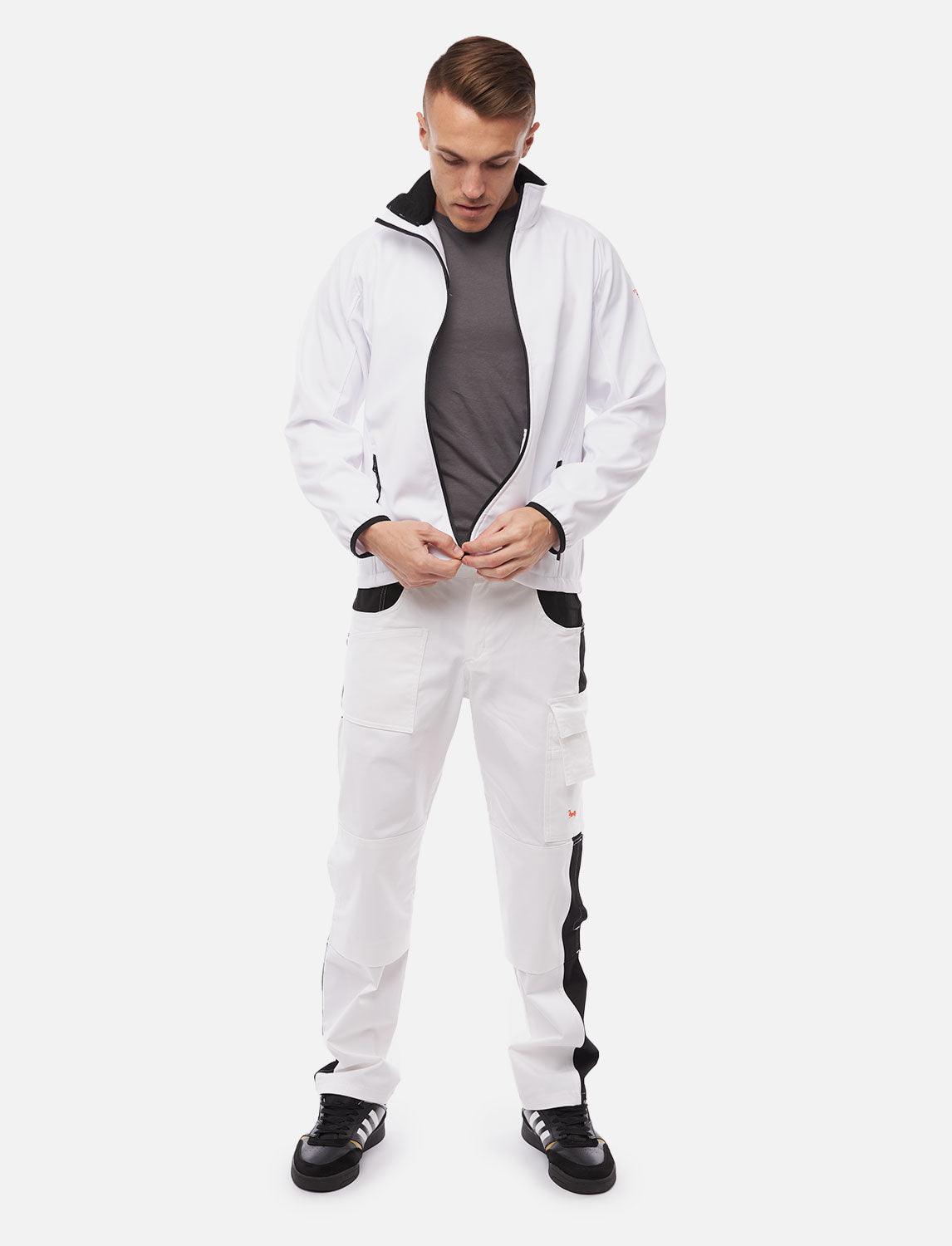 Herren Malerhose Weiß aus Strong Baumwolle mit Kniepolstertaschen