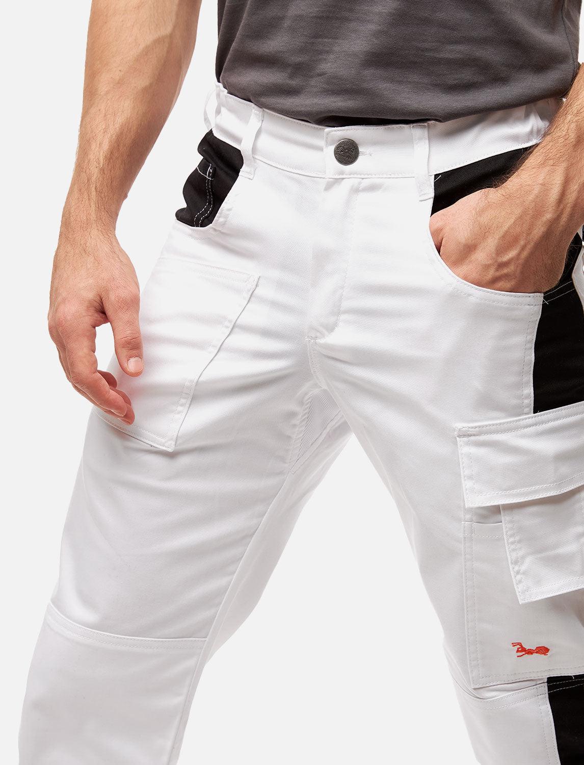 Herren Malerhose Weiß aus Strong Baumwolle mit Kniepolstertaschen