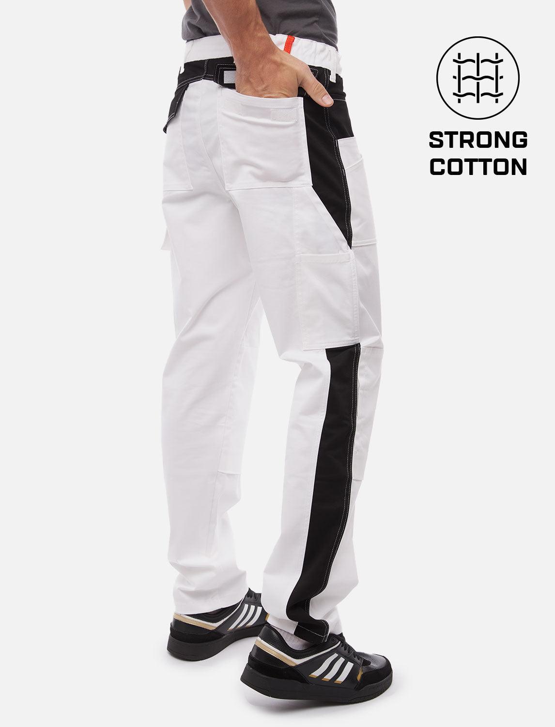 Herren Malerhose Weiß aus Strong Baumwolle mit Kniepolstertaschen