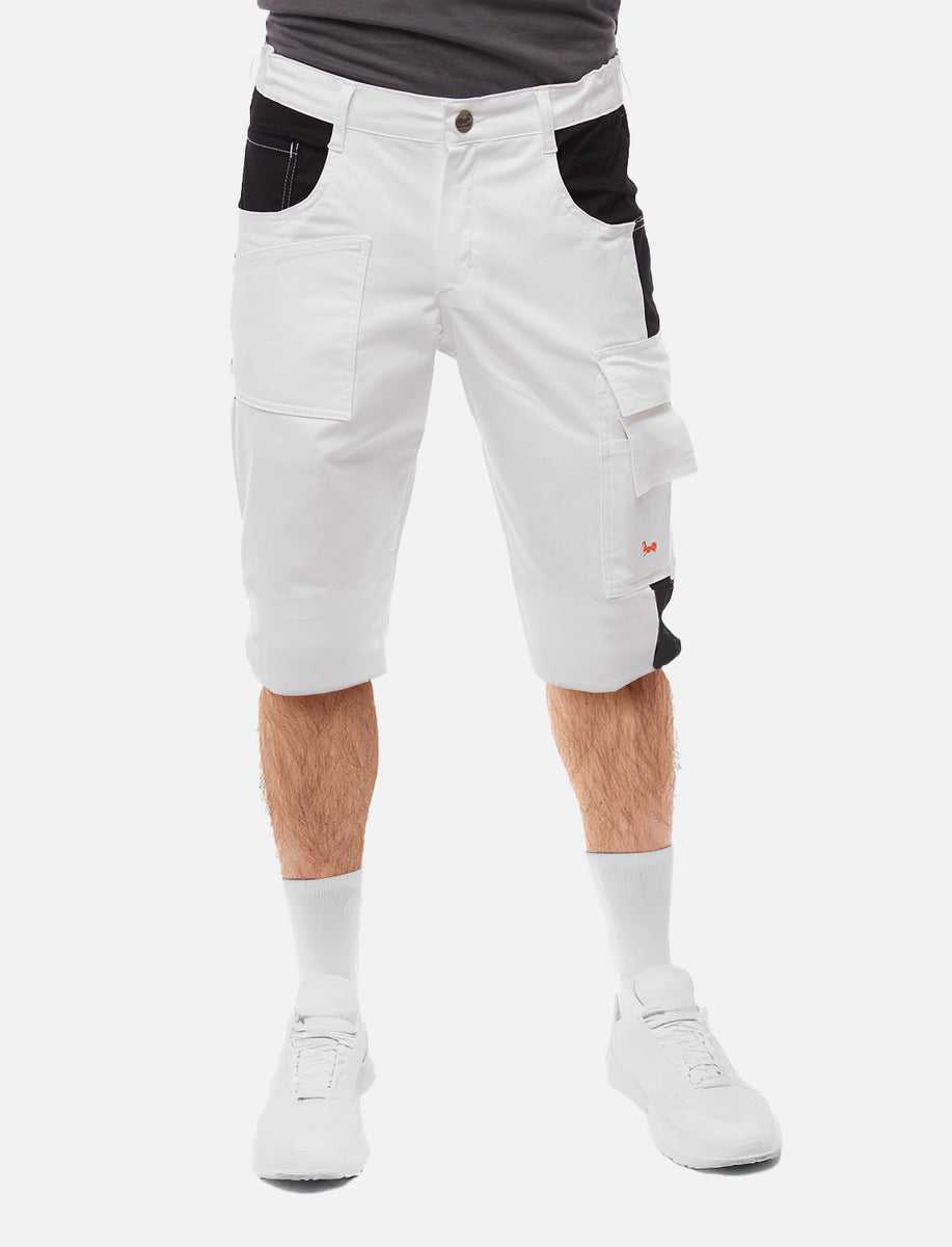 Herren Kurze-Arbeitshose Weiß aus Stretch Strong Baumwolle