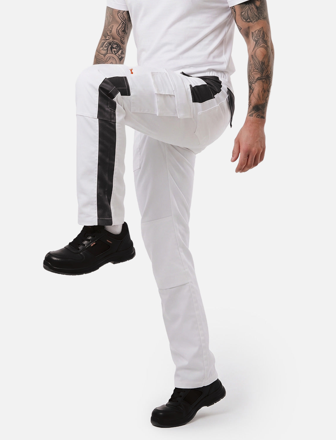 MALERHOSE HERREN STRETCH MIT KNIEPOLSTERTASCHEN STUCKATEUR ARBEITSHOSE WEISS | SORONA®