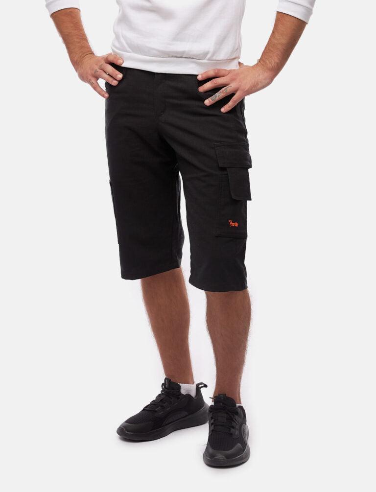 Herren Cargo Shorts Ripstop Handwerker Kurze-Arbeitshose Schwarz