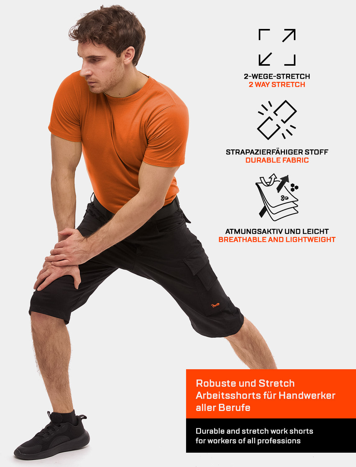 Herren Kurze-Arbeitshose Stretch Strong Baumwolle