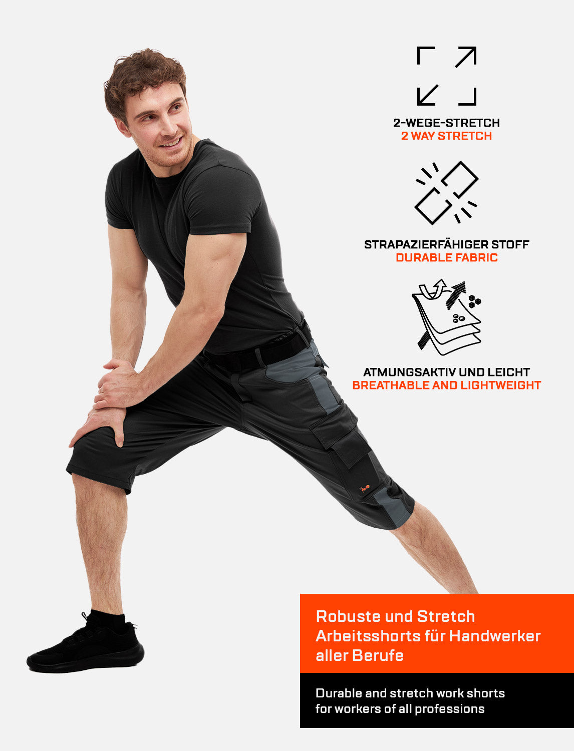 Herren Kurze-Arbeitshose Stretch Strong Baumwolle