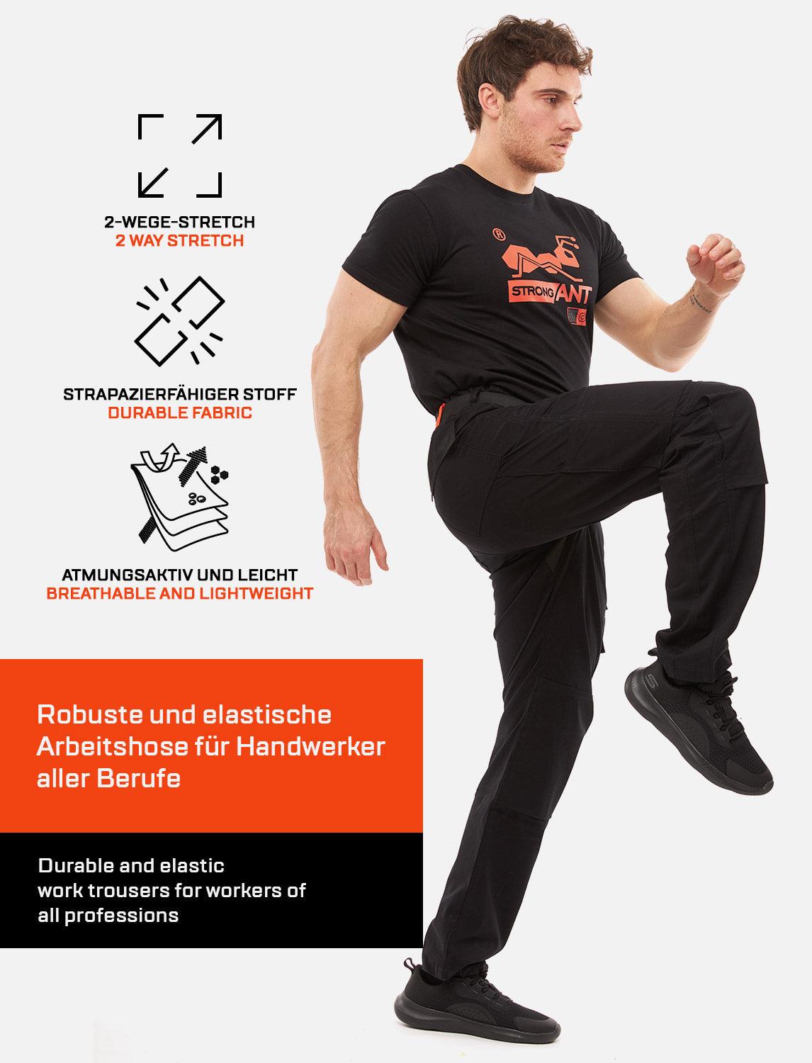 Herren Arbeitshose mit Kniepolstertaschen aus Strong Stretch Baumwolle