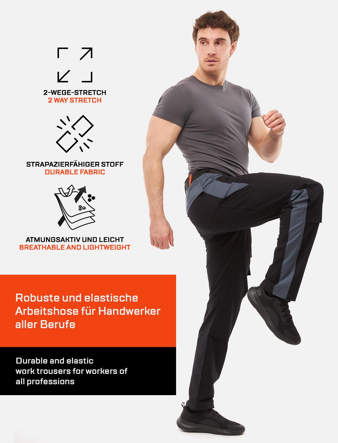 Herren Arbeitshose mit Kniepolstertaschen aus Strong Stretch Baumwolle