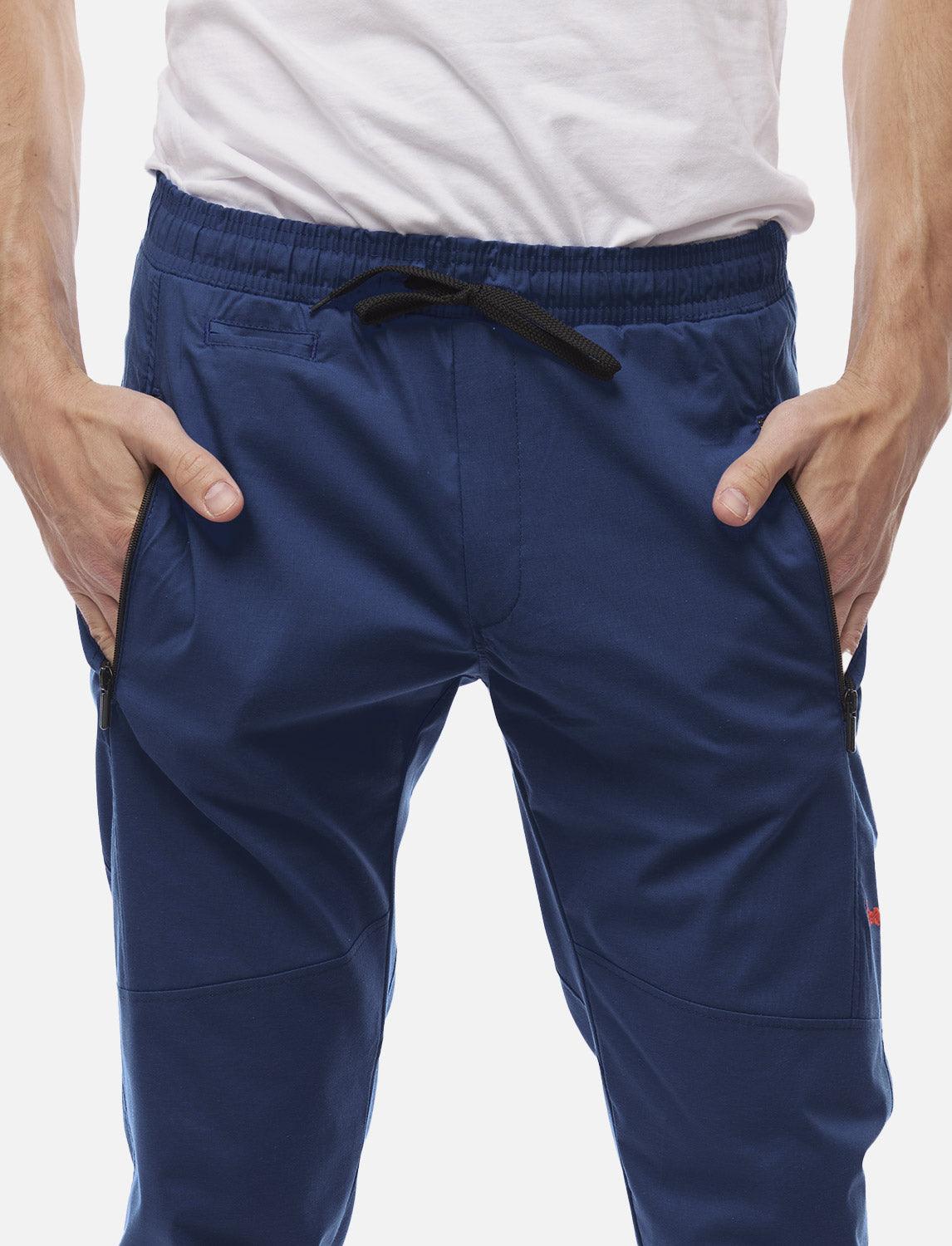 Leichte Sommer Herren Jogginghose mit Reißverschlusstasche Blau