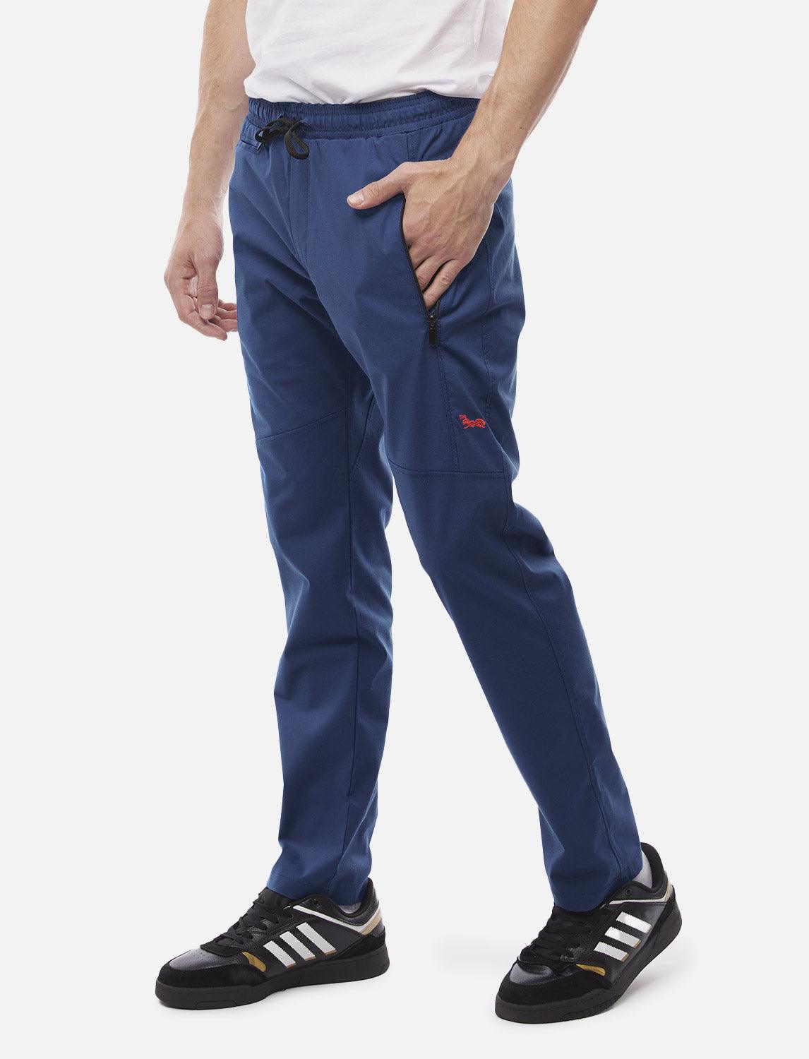 Leichte Sommer Herren Jogginghose mit Reißverschlusstasche Blau