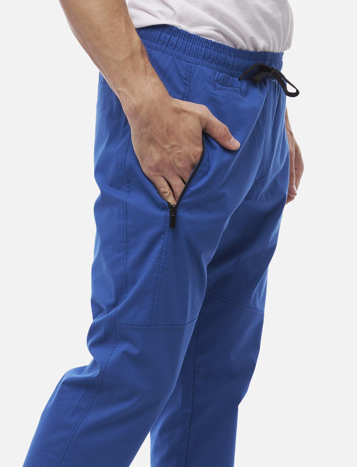 Leichte Sommer Herren Jogginghose mit Reißverschlusstasche Blau
