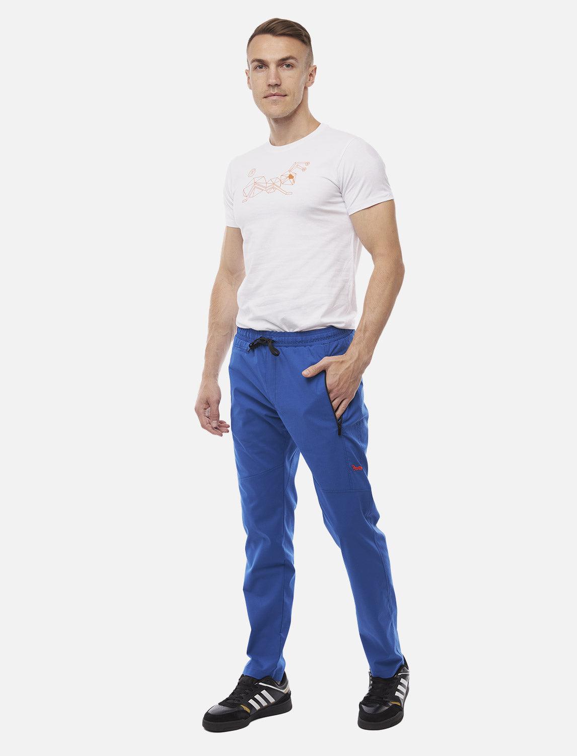 Leichte Sommer Herren Jogginghose mit Reißverschlusstasche Blau