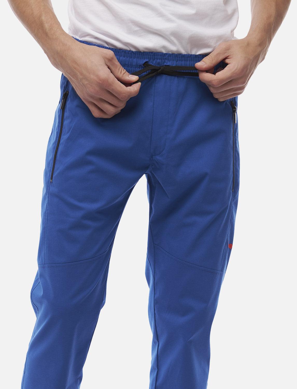 Leichte Sommer Herren Jogginghose mit Reißverschlusstasche Blau