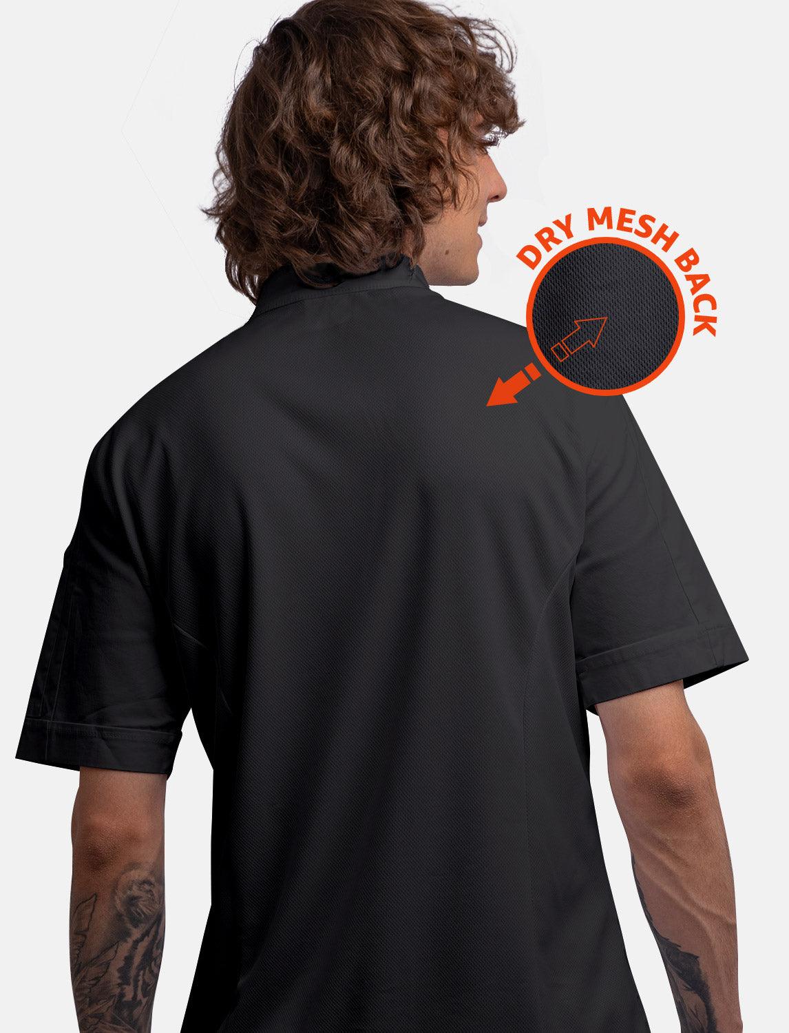 Herren Kochjacke mit dryMesh Rücken und Druckknöpfen Kurzarm Slim Fit