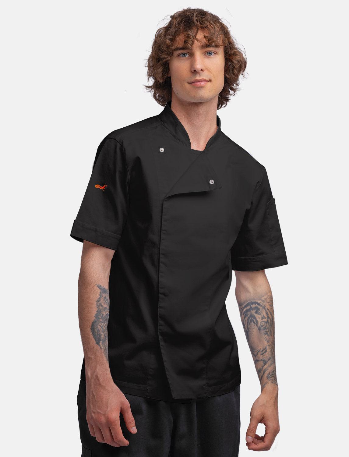 Herren Kochjacke mit dryMesh Rücken und Druckknöpfen Kurzarm Slim Fit