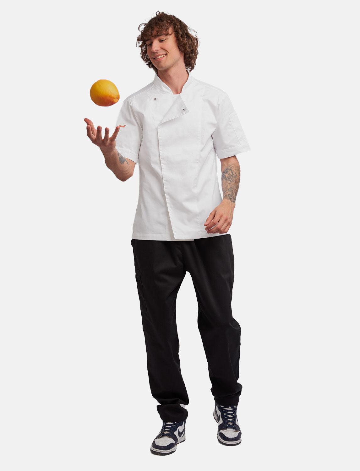 Herren Kochjacke mit dryMesh Rücken und Druckknöpfen Kurzarm Slim Fit