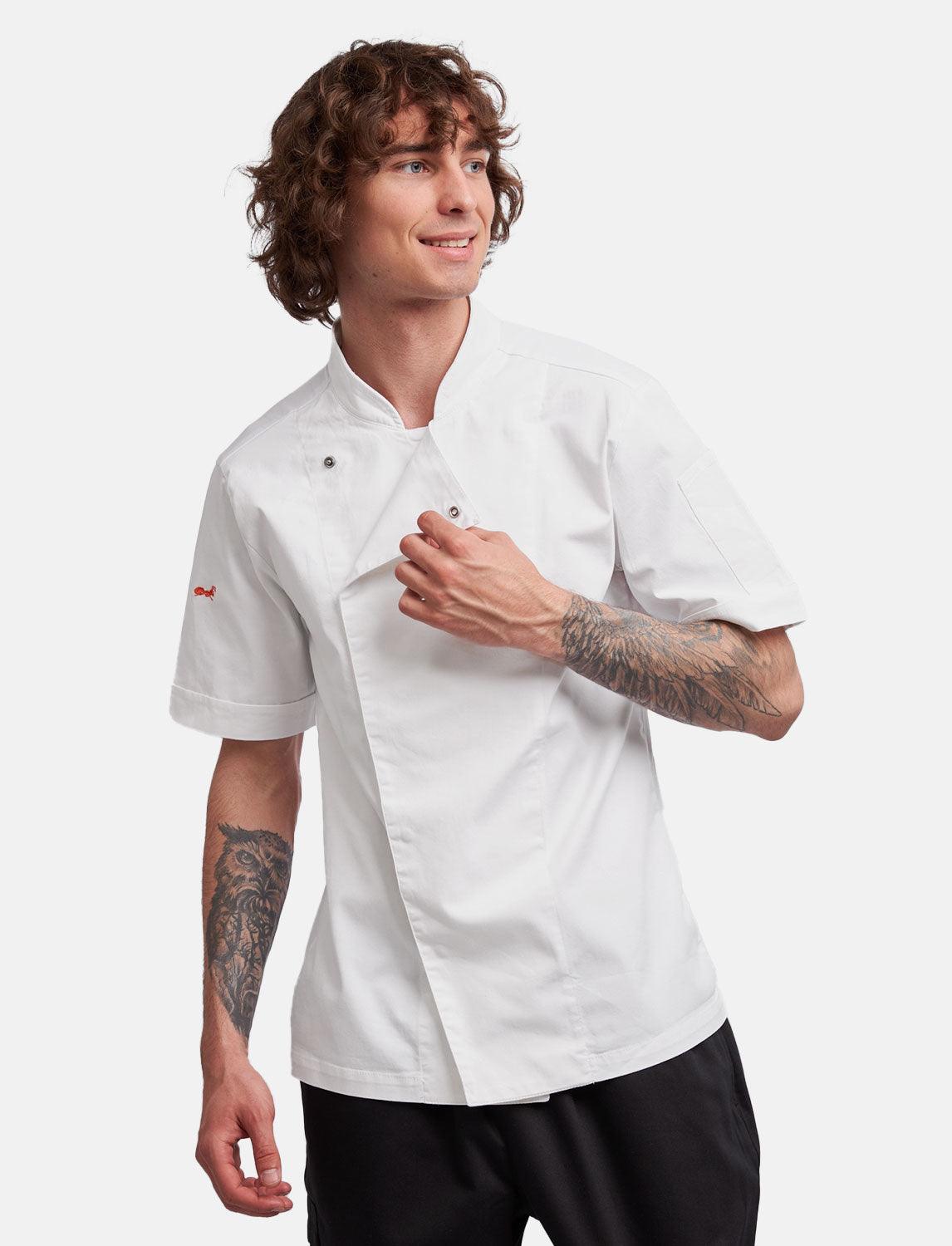 Herren Kochjacke mit dryMesh Rücken und Druckknöpfen Kurzarm Slim Fit